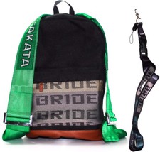 JDM Takata backpack bag + FREE Bride LANYARD green racing straps harness... 