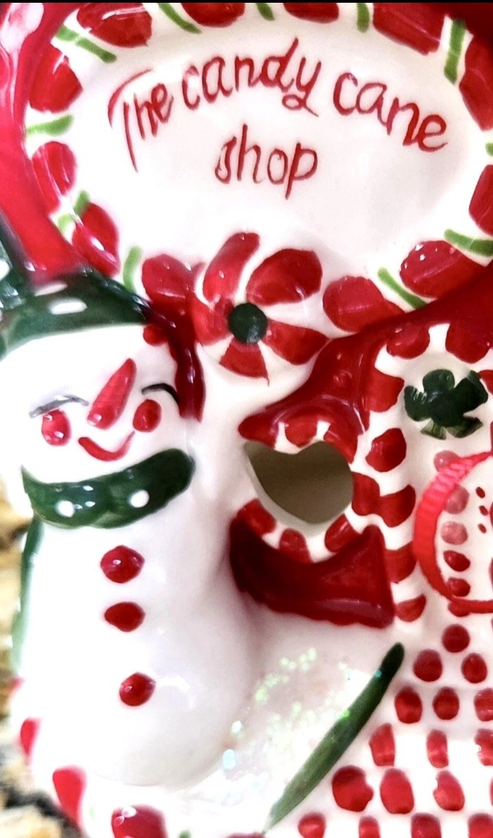 Blue Sky Clayworks X-Mas "THE CANDY CANE SHOPPE" 8.5” Tea Light Candle House NEW