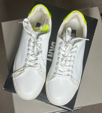 DKNY Chambers Sneakers Womens 7.5 White Neon Zest Leather K4146126 NIB