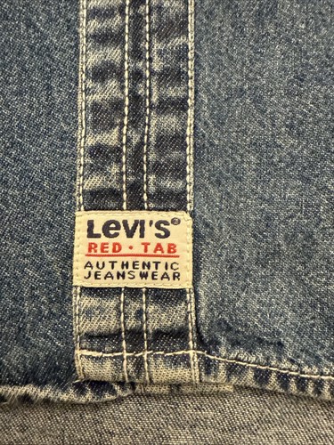 Vintage Levis Blue Denim Long Sleeve Button Up Shirt Red Tab XL 90’s Pockets - Picture 6 of 12