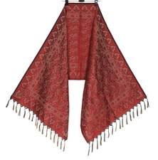 Long Stole Indian Art Silk Woven Banarasi Soft Women Dupatta Red