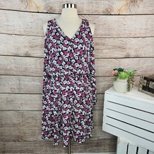 Banana Republic Floral Dress Cold Shoulder V Neck Button Front Size 4