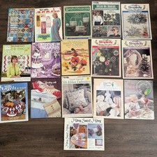 Lot of 16 Vintage Craft Pattern Books Needlework Embroidery Applique Weaving