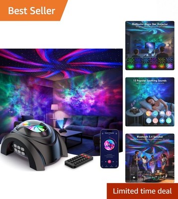 Remote-Controlled Dual Lens Galaxy Projector: Music Sync & Timer Features