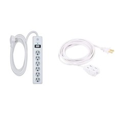 GE 6 Outlet Surge Protector  12 Ft Extension Cord, 3 Outlet Power Strip, 2 Pron