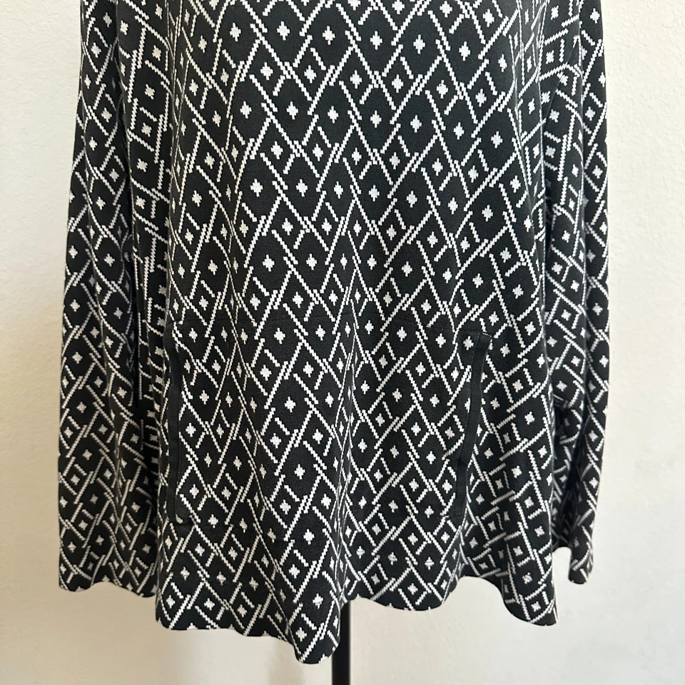 J Jill Sweatshirt 4X Plus Pullover Black Pockets Cropped Cotton Western Boho - Image 3 of 4