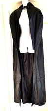 M Real BLACK LAMBSKIN LEATHER Cosplay Hooded Cloak Cape Shoulders 18" NWOT