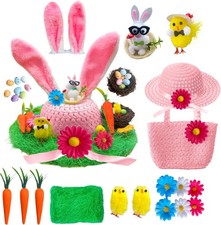 Easter Bonnet Kit  SOSPTUO- Make Your Own Hat Craft Set with Chick, Bunny.