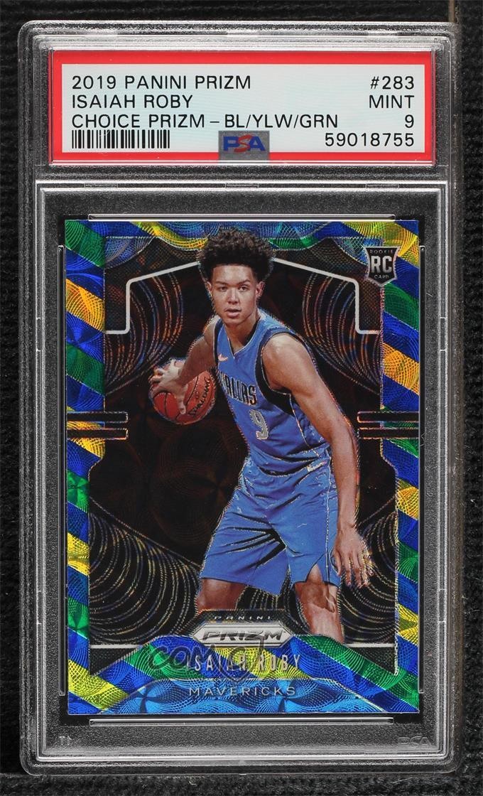 2019 Prizm Choice Blue Yellow & Green Isaiah Roby #283 PSA 9 MINT Rookie RC 1b8