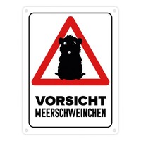 Vorsicht Meerschweinchen Metallschild In 15X20 Cm Mit Meerschweinchen Silhouette