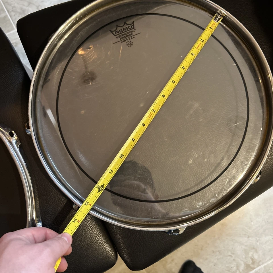 13” 8 Lug Ludwig Drum Rim Triple Flange Pair (Set of 2) Remo Pinstripe Drum Head - Image 3 of 4