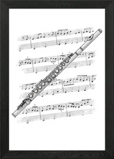 Listing image for Flute Music Notation Flutist Musici Framed Wall Art Poster Canvas Print Picture