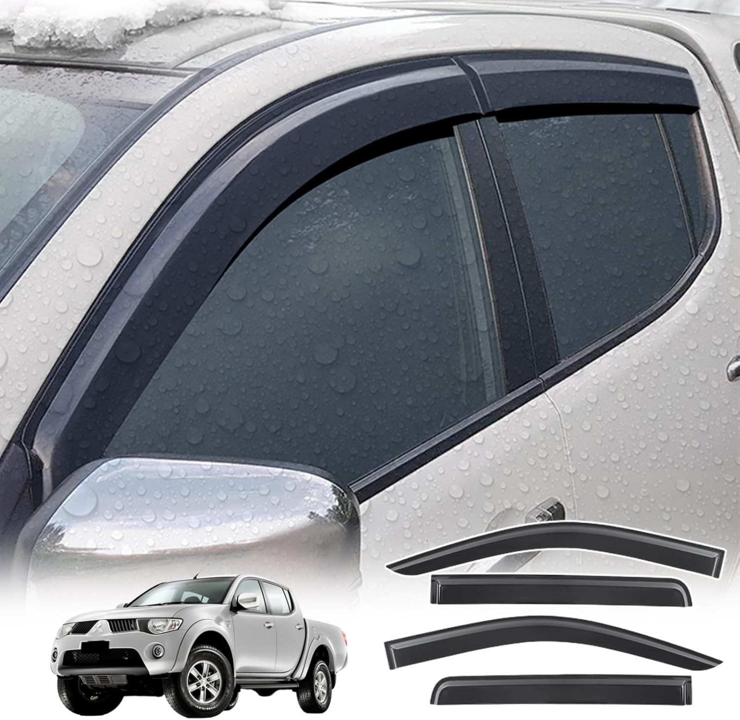 Wind Deflectors for Mitsubishi L200 Triton 2006-2015 Double Cabin Window Tinted
