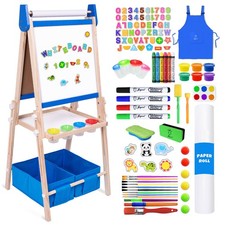 Joyooss Art Easel for Kids Toddlers,Adjustable 2 Storage Bags Blue