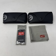 2 Genuine Ray-Ban Sunglass Cases Only Luxottica Sunglasses Snap Closure Black