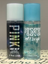 PINK Light Me Up and Cool & Bright Body Mist Set 2.5 oz RETIRED BOTTLES *READ*
