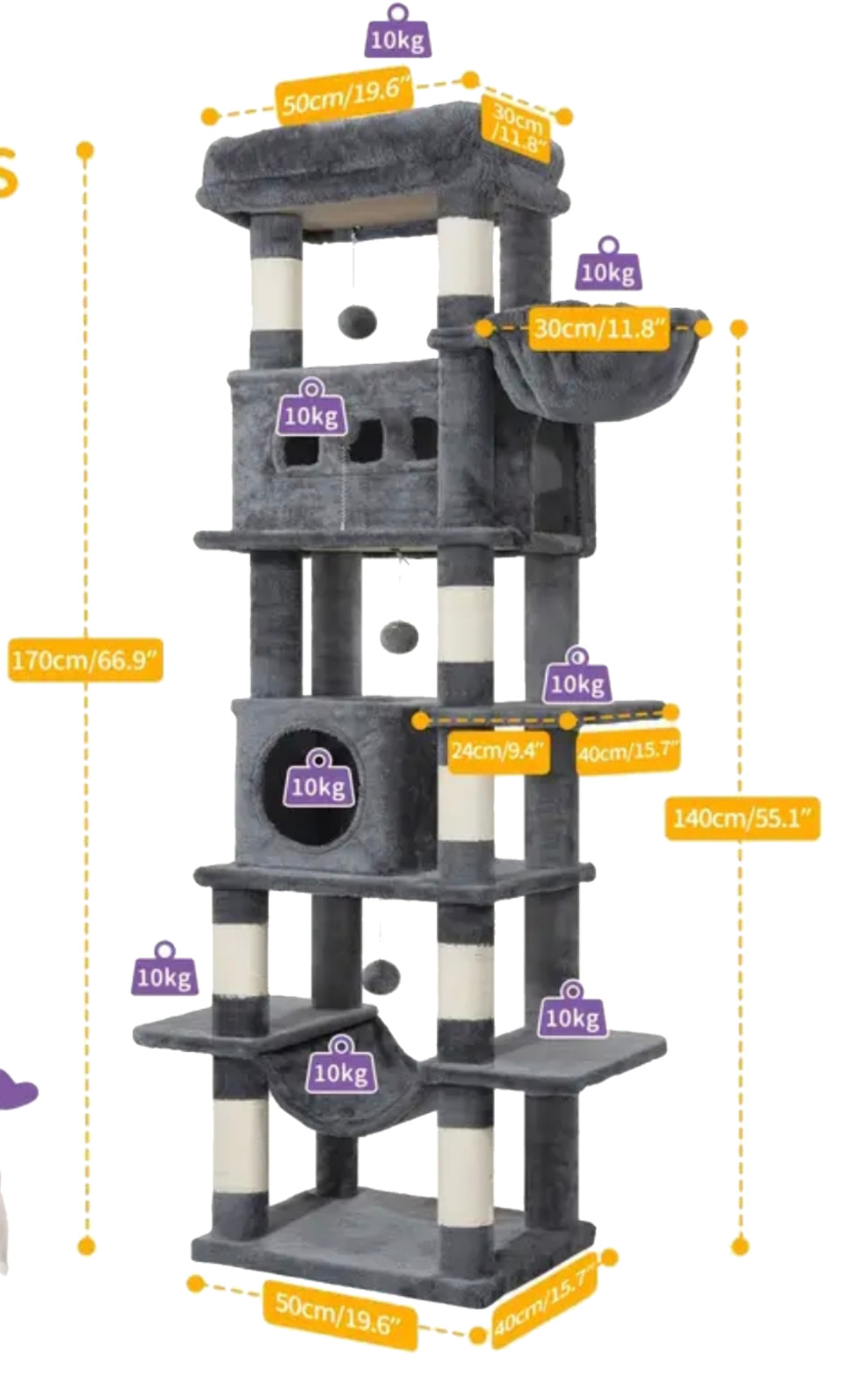 Arbre à chat XXL stable pour gros chats qui basculent - 2