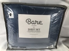 Bare Home Fleece Sheet Set,King Size ,Dark Blue,4 Pc
