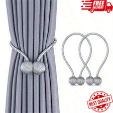 Share 2x Strong Magnetic Curtain Tie Backs Ball Clips Buckle Weave Rope Holdback