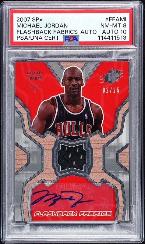 2007 UD SPx MICHAEL JORDAN Flashback Fabrics Auto Patch /25 PSA 8 Auto 10 POP 1
