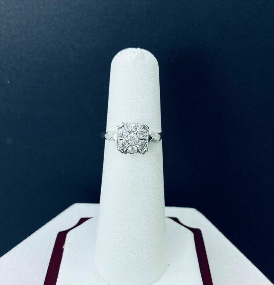 14K White Gold Diamond Cluster Ring Christmas special gift - Image 4 of 4
