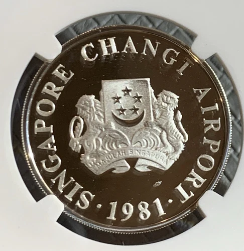 1981 SM SINGAPORE $5 SILVER COIN CHANI AIRPORT NGC PF69 ULCA