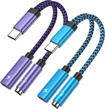 USB-C Headphone Adapter with PD 60W Fast Charging 2 in 1 Type C to 3.5mm Aux Ada