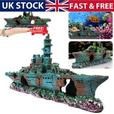 Aquarium Ornament Wreck Boat Sunk Ship Air Split Shipwreck Cave Fish Tank Decor