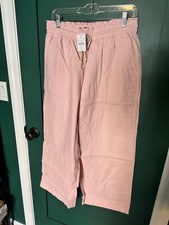 J. Crew Woman  s Wide Leg Pants Summer Bloom Elastic Waist Deep Pockets NEW