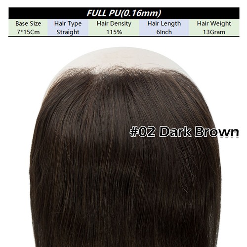 Forehed Topper Mens Toupee Human Hair Replacement System V-loop Super Thin Skin - Picture 26 of 48