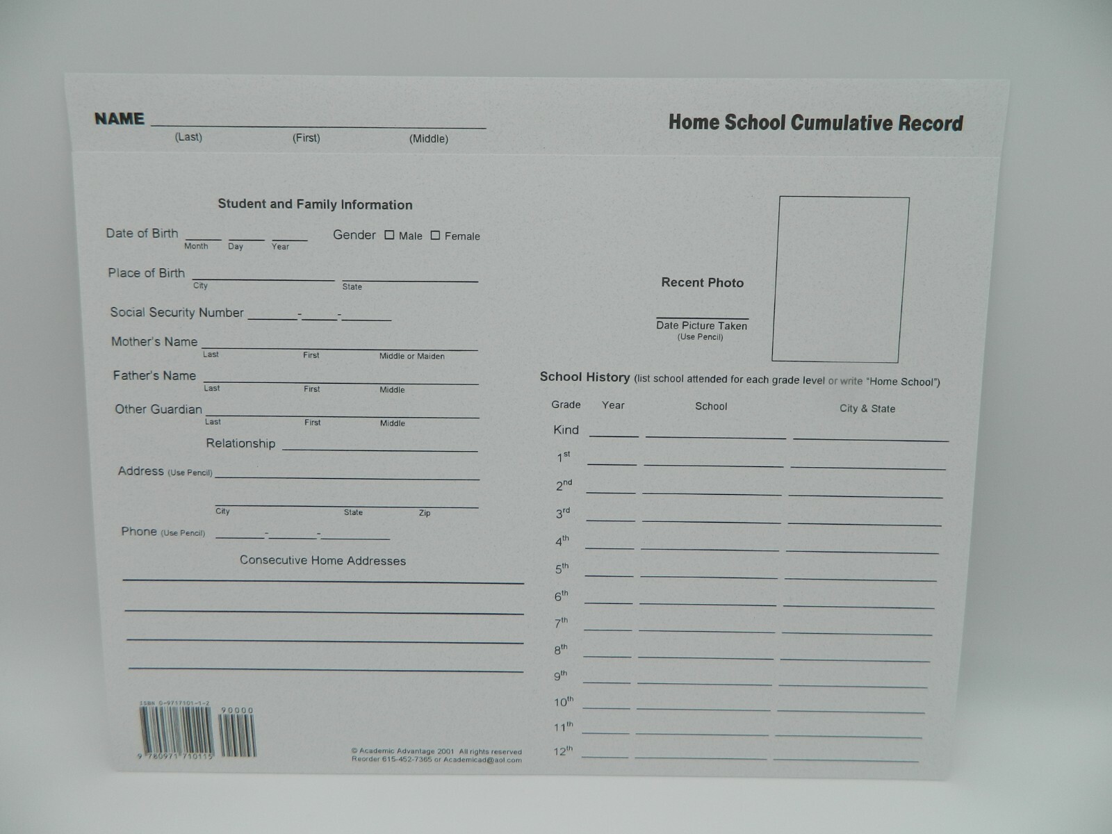 Homeschool Cumulative Transcript Folders, Pack of 3, use w. any ...