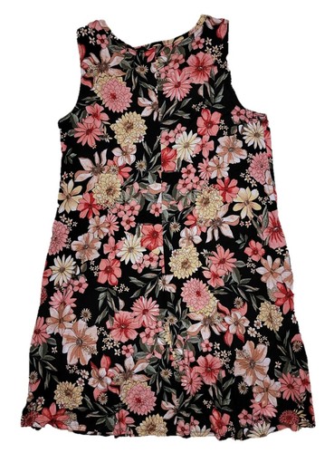 24/7 Women's Black Floral V-Neck Sleeveless Mini Dress Size Medium - 第 3/4 張圖片