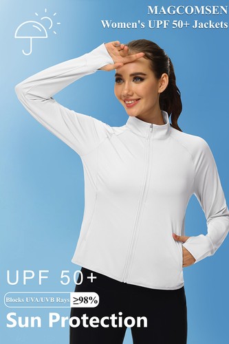Damen UPF 50+ leichte Jacken Cropped Reißverschluss Langarm sportliche T-Shirts - Bild 79 von 97