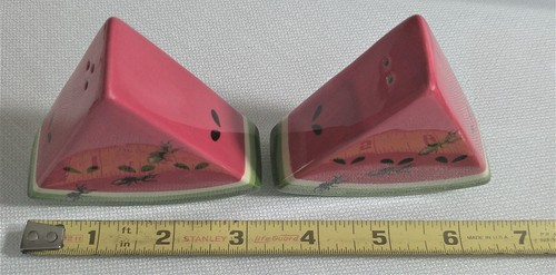 Juego de coctelera de sal y pimienta vintage de rebanadas de sandía de cerámica esmaltada (2 piezas) - Imagen 7 de 8