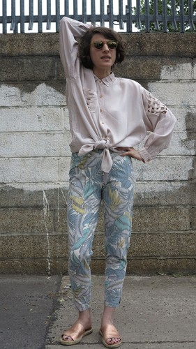 Women Pants Jungle Pattern High Waiste True Vintage 90s