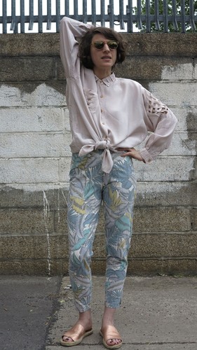 LADIES' PANTS Jungle Pattern High Orphan TRUE VINTAGE 90s Pants Jungle Pattern - Picture 1 of 12