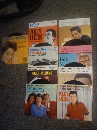 9 picture sleeves paul anka browns jimmy dean Connie Francis joey Dee lot