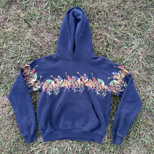 Polo Ralph Lauren Youth Size Medium Match Equestrian Graphic Hoodie Sweater Navy