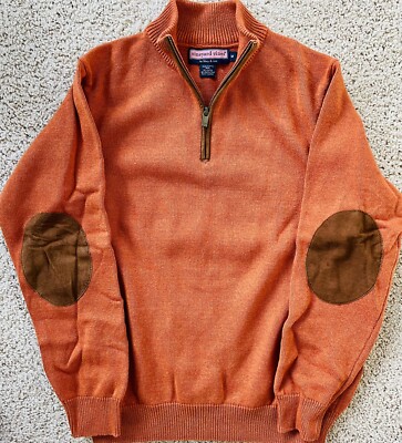 Vineyard Vines Quarter 1/4 Zip Pullover Leather Patch Sweater