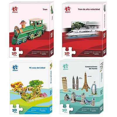 PUZZLE 3D LUSTIGES KINDERSPIEL SPIELZEUG ZUG/BAU/BAUMHAUS