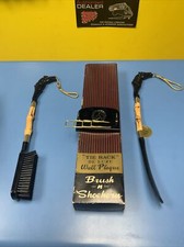 VINTAGE GENUINE BAMBOO SHAFT HORSE HEAD BRUSH-N-SHOEHORN SET W/ ORIGINAL BOX