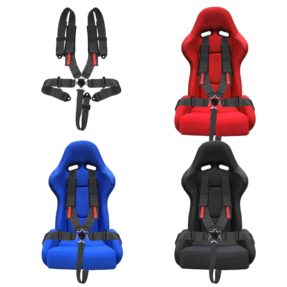 2 PIEZAS NEGRO 5 PUNTOS NYLON CARRERAS ARNÉS HOMBRERA SEGURIDAD CINTURÓN DE SEGURIDAD HEBILLA ATV Foto 3 de 4