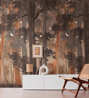 Fototapete Vlies BäUme VöGel Wald Braun Beige Orange Weiß 39237-1 (5,73€/1Qm)