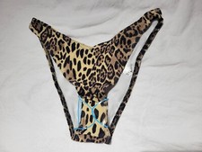 ASOS Design Mix  Match Rib V front High Leg Bikini Leoprad Print Size US 0 NWT