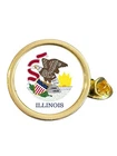 State Of Illinois Part Flag USA Gold Plated Domed Lapel Pin Badge in Bag