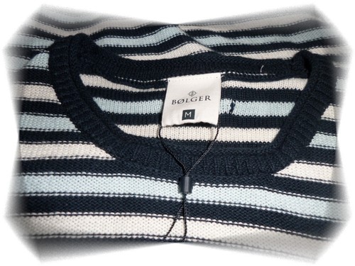 B - Beau Pull Fantaisie Rayé Marine Blanc Bleu Bolger Taille M Neuf - Picture 3 of 4