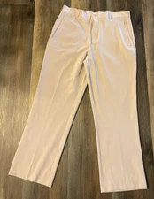 Nike Golf Dri Fit Flat Front Tech Pant Mens 34X30 Khaki Tan Stretch Chino 