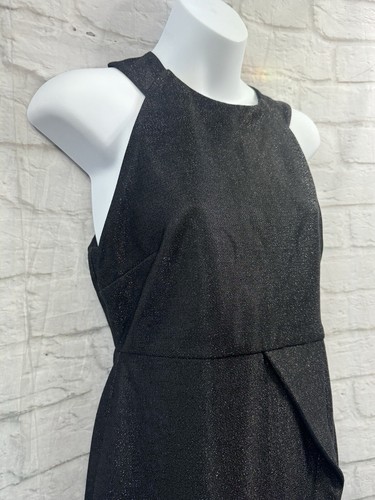Top Shop Pencil Dress Black Silver Sparkly Size 8 Petite Crossover Slit BNWT - Picture 5 of 12