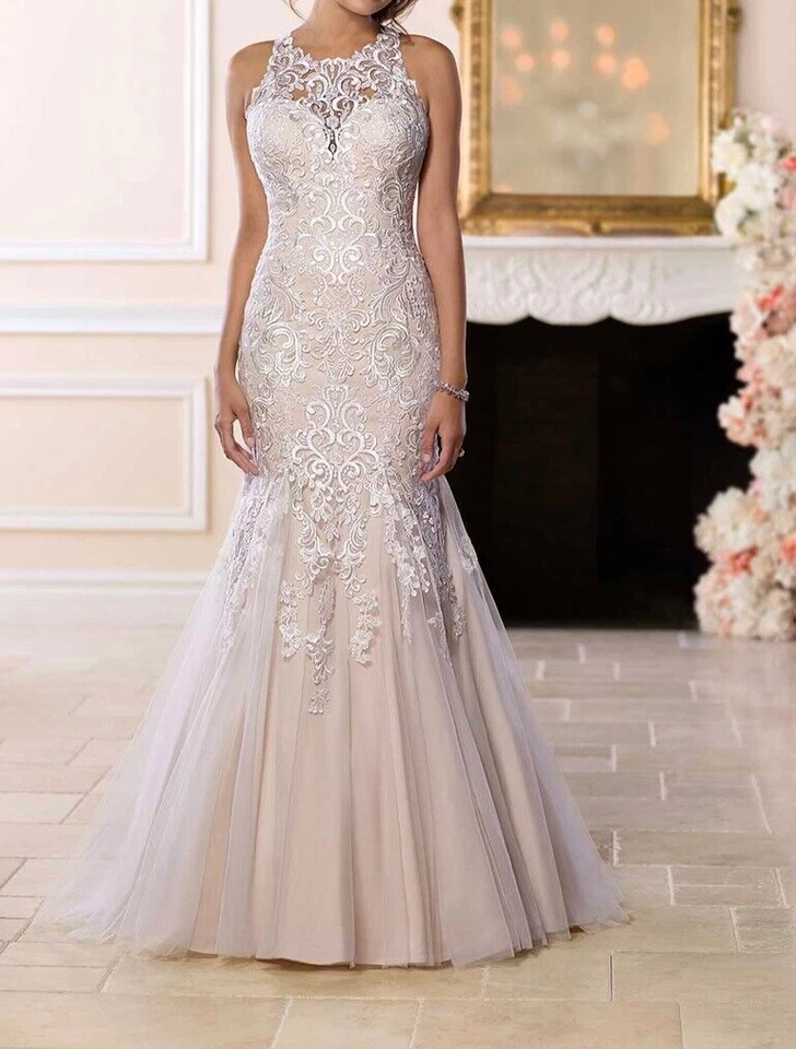 Vestido de novia sirena Stella York 6600 con escote halter talla 16 (MUESTRA) Foto 4 de 4