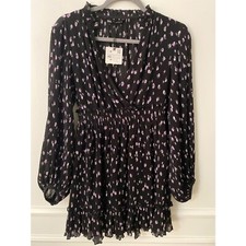 NWT Zara V-Neck Floral Printed Balloon Sleeve Mini Dress Size XS